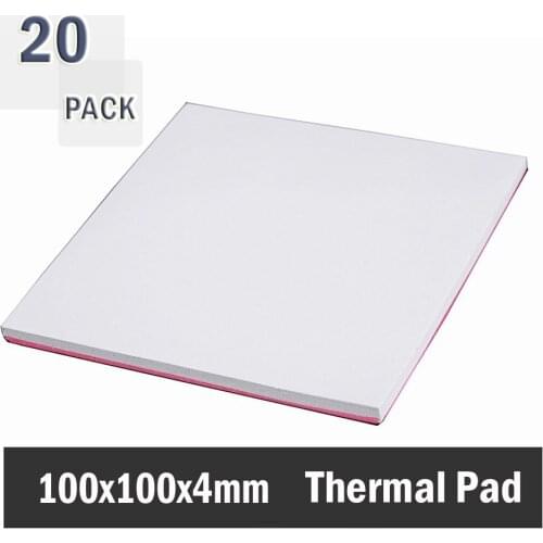 20Pcs Gdstime 100mm*100mm x 4mm Thermal Pad Silicone Conductive Heatsink Cooling Cooler GPU Thermal Pad