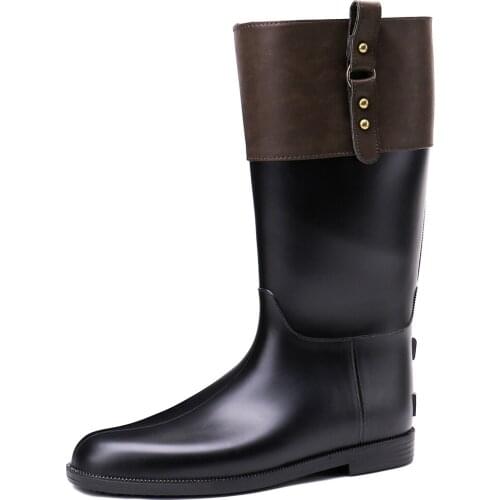 TONGPU Womens Rain Boots Mid-calf Classic Waterproof PVC Wellies 14-310