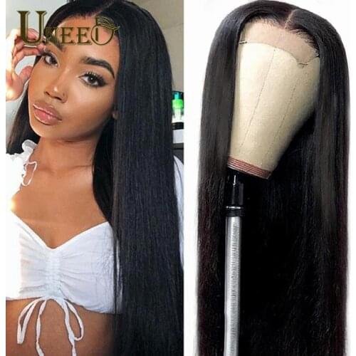 Straight Lace Closure Wigs Human Hair Wigs For Black Women 4x4x1 T Part Brazilian Lace Frontal Wig Pre Plucked With Baby Hair