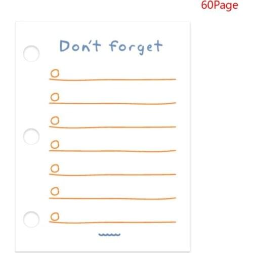 High Quality 60 Sheets 60x80mm Mini 3 Hole Loose Leaf Binder Notebook Inner Page for Planner