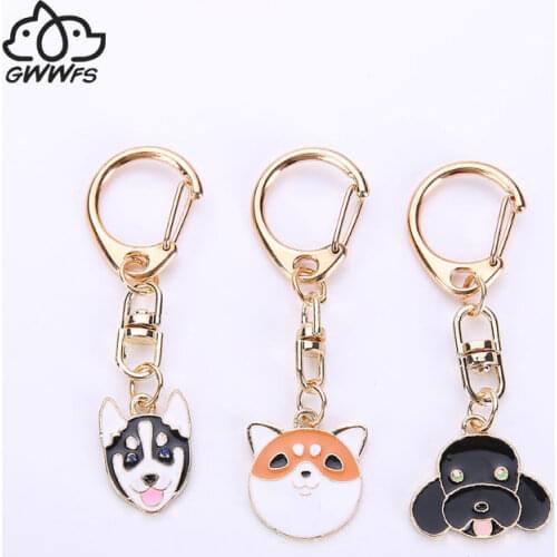 Jewelry Mini Cute Cat Alaska Dog Couple Keychain Gifts For Men Women Fashion Key Ring Metal Car Bag Keychains Creative gifts