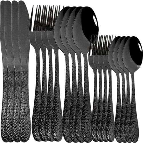 Western Black Tableware Stainless Steel Black Dinnerware Cutlery Set Kitchen Dinner Cake Fork Spoon Knife Flatware Set