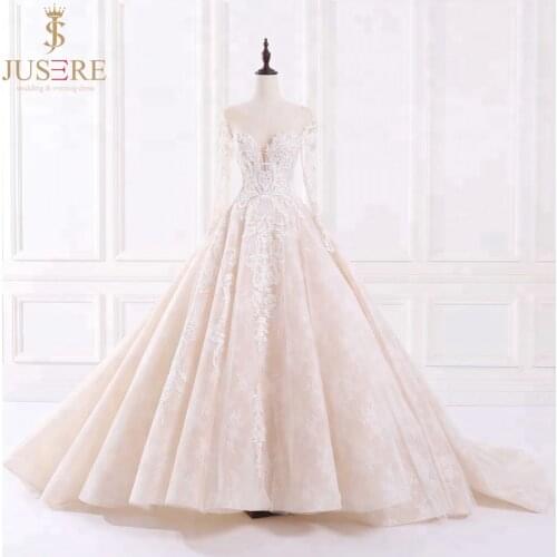 Jusere A Line Sweetheart Wedding Dress Long sleeves Bridal Gown Robe De Mariage Vestido de Noiva