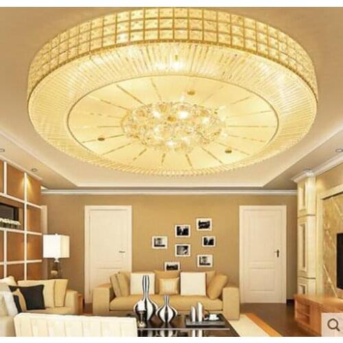 Golden cornucopia round crystal lamp modern led living room lamp simple bedroom dining room study ceiling lighting fixture led