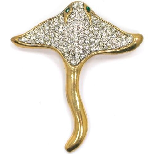 12pcs/lot Wholesale Rhinestone Manta Ray (Devil fish) Brooches Fashion Jewelry C102605