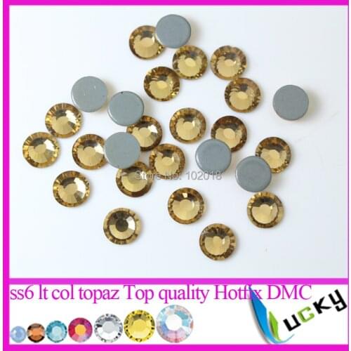 1440pcs Highest quality HOT FIX DMC rhinestones Copy swarov 2038 ss6 lt col Topaz Strass crystal Beads for Iron freeshipping