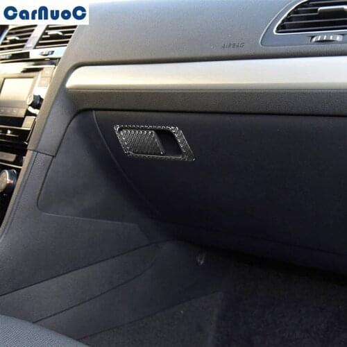 2Pcs/Set For VW Golf 7 GTI MK7 2014-2019 Car Copilot Glove Box Switch Panel Trim Cover Carbon Fiber Sticker Styling Accessories