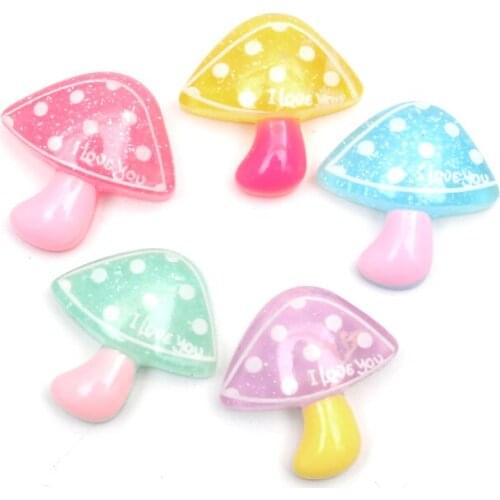 20Pcs Mixed Mushroom Resin Decoration Craft Flatback Cabochon Embellishments For Scrapbooking Kawaii Cute Diy Accessories