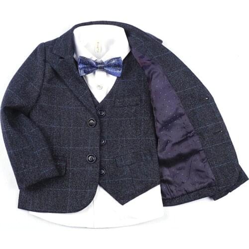 Flower Boys Formal Suits Children Wedding Birthday Party Jackets Vest Pants 3Pcs Gentleman Kids Tuxedo Blazer Costumes Clothes