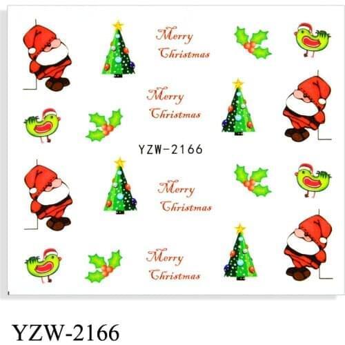 WUF Christmas Water Transfer Nail Art Stickers Decals Christmas Tree/Christmas Gift Design Nails Decorations DIY Manicure Tools