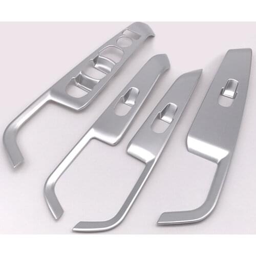 Car Interior Silver/Carbon 4pcs Door Armrest Window Lift Button Cover Trim Frame For Nissan Kicks 2017 Car Styling Accessories