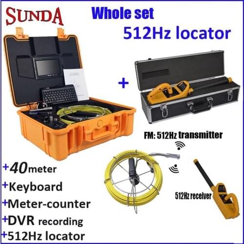 40meter cable fiberglass rod sewer pipe inspection camera system with 7inch monitor meter counter keyboard typing dvr free ship