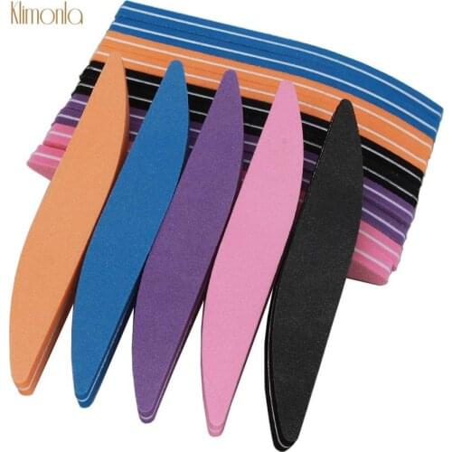 50Pcs Professional Willow leaf Nail Files 100/180 Grit Double Side Washable Buffing Sponge File lime a ongle Nail Art Tools