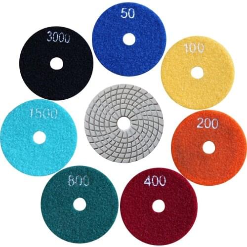 7 Step Diamond Polishing Pad 4 Inch/3 Inch Wet Flexible Grit 50-3000# For Stone Granite Marble Concrete