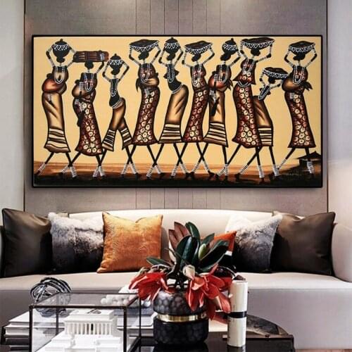 Abstract African Women Work Canvas Paintings Wall Poster Print Modern Wall Art Picture for Living Room Home Artwork Decoration