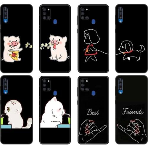 Black tpu Case For Samsung Galaxy A50 50S A30S A10 A11 A21S A31 A41 A51 A71 M21 S10 LITE Always And Forever Best Friends Cartoon
