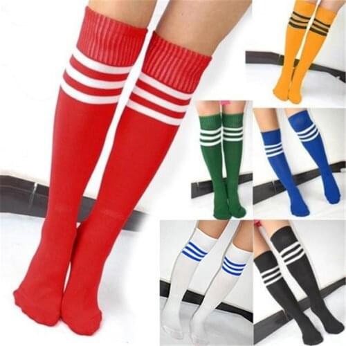 Women Men Unisex Athletic Stripe Sports Football Running Knee High Tube Stockings Striped Crew