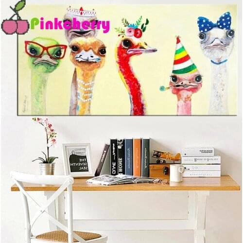 DIY 5d diamond mosaic Cute and Colorful Cartoon Ostrich diamond painting cross stitch embroidery full round drill Animal k955