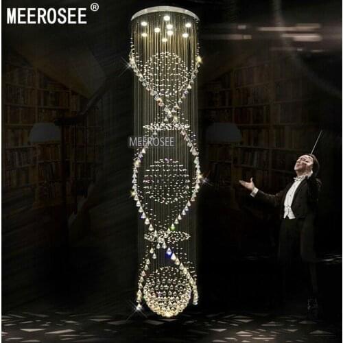 Long Spiral Crystal Ceiling Light Fixture lustre crystal light fitting for Lobby, staircase, stairs, foyer Large Crystal Lamp