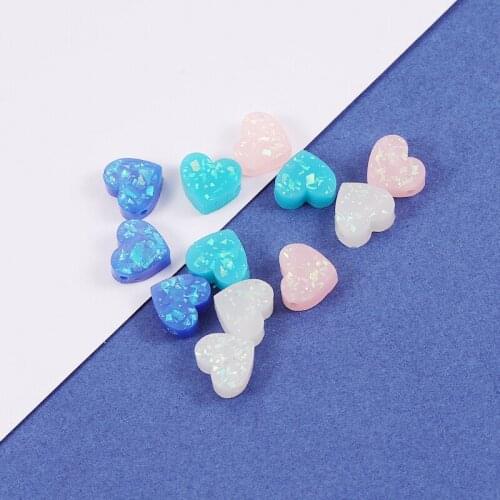 Fnixtar 10mm Synthetic Love Heart Shape Opal Stone Materials Women Handmade DIY Necklace Jewelry Hole Size 1.5mm 20Piece/lot