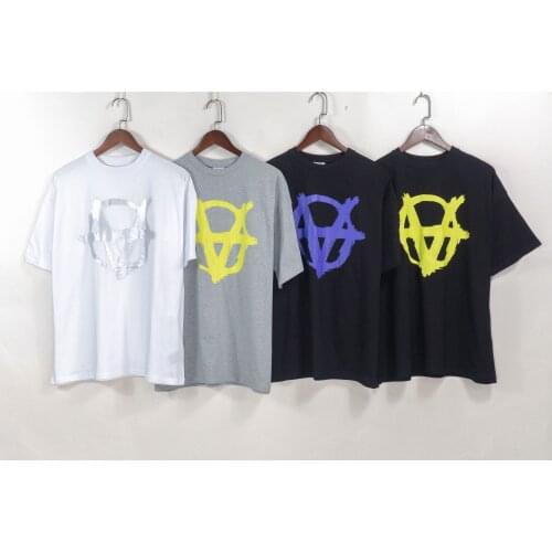 Vetements Short-sleeved Female Couple Loose Street Hip-hop Trend T-shirt Mens Cotton Round Neck Letter Print 17