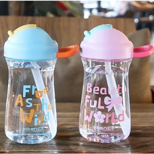 Hot Sales Portable Kids Boys Girls Sport School Drinking Juice Straw Water Bottle Cup 330ML 4 Color Optional