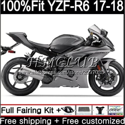 Injection Body For YAMAHA YZF600 YZF-R6 YZF R6 Glossy grey 2017 2018 3HC.6 YZF 600 YZF R 6 17 YZF-600 YZFR6 17 18 Fairing Kit