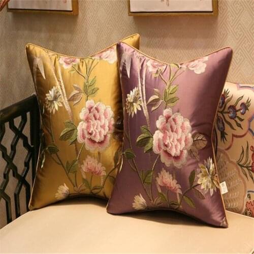Free Shipping Classical Classical Flowers Throw Pillow With Inner 45x45cm Pillow Embroidery Sain Cushion Pillow Chair Decorate