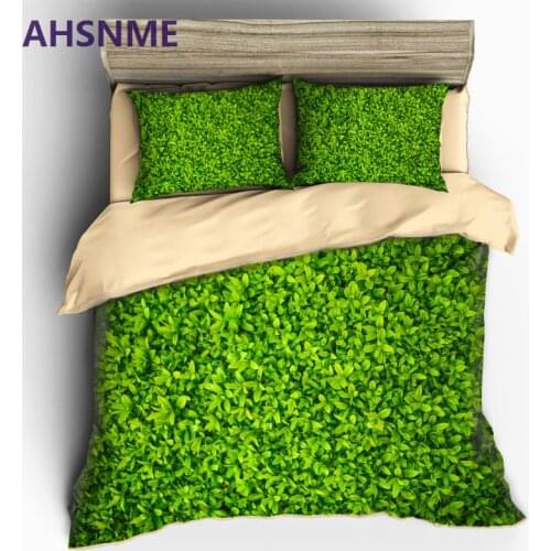 AHSNME Green Plant 3D Bedding Sets Duvet Cover Set Flower Plant Printed 3pcs Floral Bed Cover King Size Home