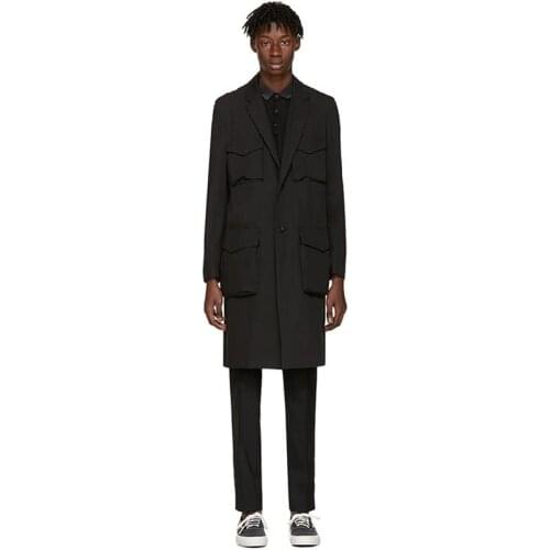 Hot 2021 Spring Mens New Fashion Personalized Large size customizatio Mid-length slim multi-pocket trench coat