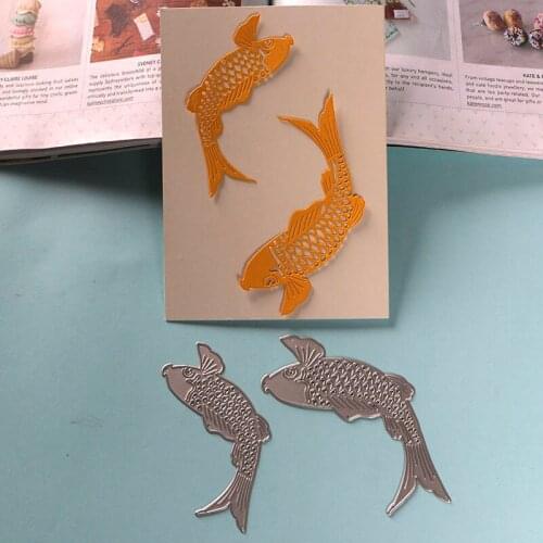 DUOFEN METAL CUTTING DIES Chinese New Year lucky carp cutout lace hollow embossing stencil DIY Scrapbook Paper Album 2019 new