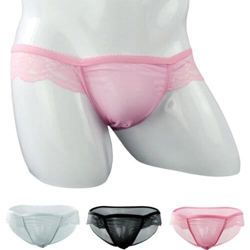 Mens sexy underwear briefs temptation low waist transparent mesh underwear breathable low waist youth love sexy underwear