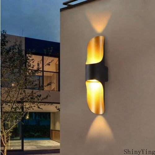 Sconce up down light Outdoor Garden Bedroom Light Villa Aluminum Lengthened Up and Down Creative Waterproof Black Gold