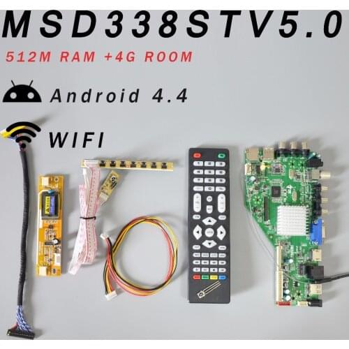 New 512M RAM & 4G ROM MSD338STV5.0 Intelligent Wireless Network TV Driver Board Universal LCD Motherboard+2Lamp+7K Switch+LVDS