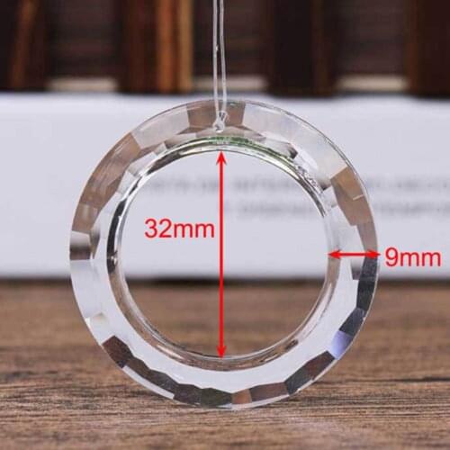 New fashion 1PCS round Handing Ring Chandelier Glass Crystals Lamp Prisms Parts Drops clear Pendant 50mm Anillos De Cristal