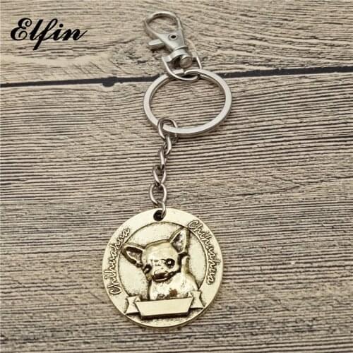 New Vintage Chihuahua Keychains Antique Silver Plated Chihuahua Key Chains Keyrings Pet Dog Jewellery