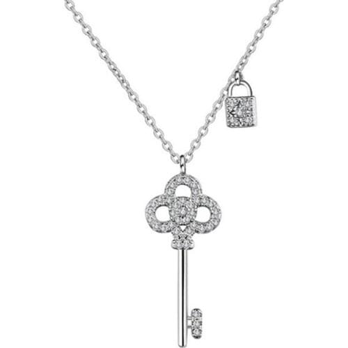 925 Sterling Silver Key Necklace With Lock Charms Jewelry Hot Ins Fashion Designer Clavicle Chain Necklaces For Women Girl Gift