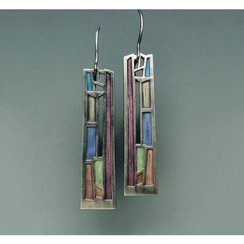 Vintage Mix Color Dangle Earring for Women Bohemian Tribal Hollow Out Metal Floral Long Earrings Pendientes Jewelry