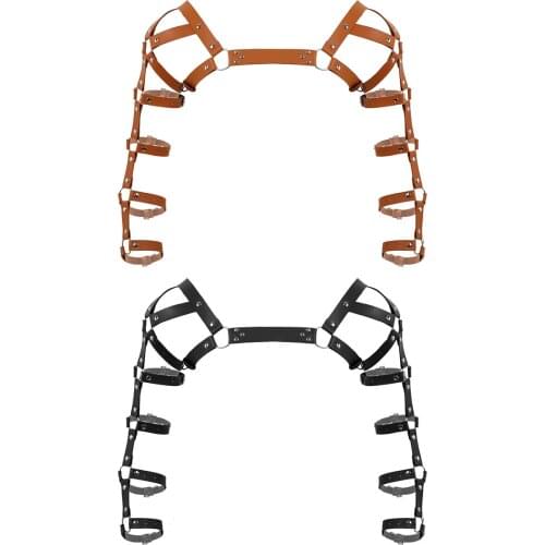 Sexy Leather Belt for Men Adjustable Arm Caged Body Muscle Harness Straps Homme Shoulder Chest Restraints Belt Costume Clubwear