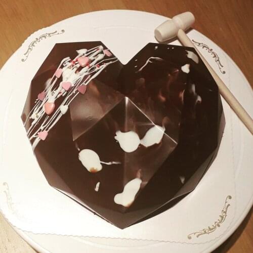 Heart Shaped Silicone Cake Mold With Mini Hammer 3D Geometric Cake Mold Silicone Mousse/Chocolate Cakes Mould For Birthday