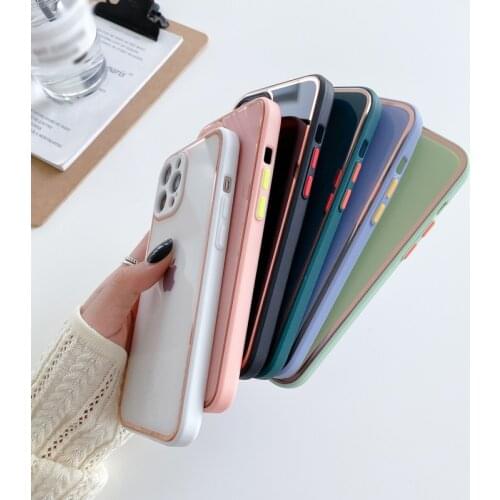 Phone Case For iPhone 12 11 Pro Max XS X XR 7 8 Plus SE 2020 Plating Silicone Bumper Tempered Glass Case Cover