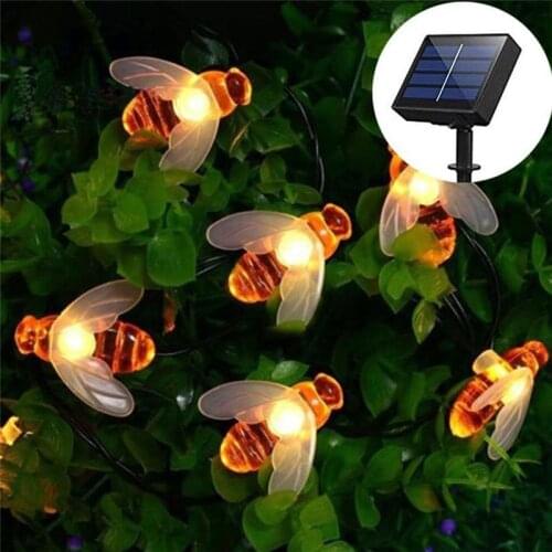TPGEBO LED Outdoor Solar Lamp String Lights 60 LEDs Fairy Holiday Christmas Party Garland Solar Garden Waterproof Linghting Bee