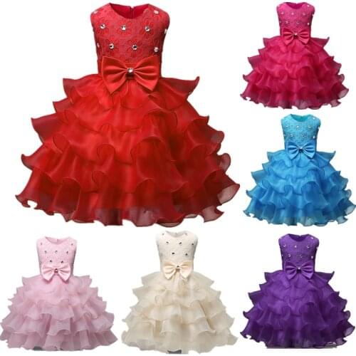 Baby Girl Princess Evening Party Red Dress Infant Ceremony Tulle Fabric Prom Gowns Newborn Baby 1St Birthday Baptism Costume