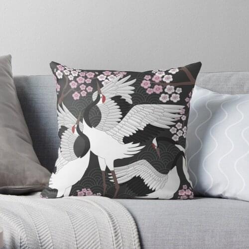 Japanese Cranes Throw Pillow Cushion Cover Polyester throw pillows case on sofa home living room car seat decor 45x45cm
