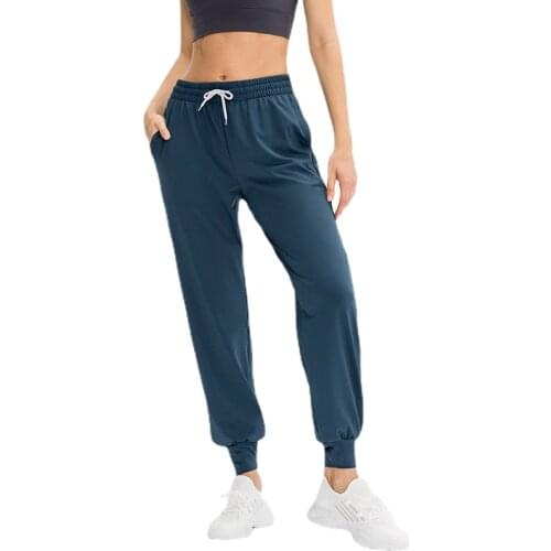 Women Drawstring Long Running Pants Sports Tie Feet Quick Dry Loose Sweatpants Fitness Outdoor Tracksuit Gym Sportswear