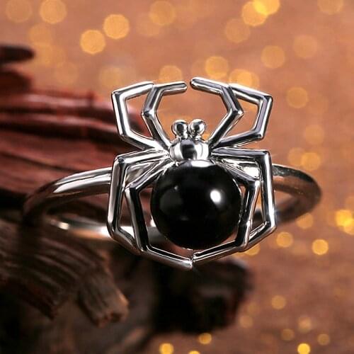 USTAR Punk spider silver color rings for women new fashion jewelry finger engagement party rings female anel bague accessories