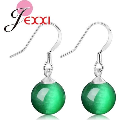 3 Colors Available Glass Ball Dangle Earrings For Women 925 Sterling Silver Accessories For Little Girl Wife Wholesale