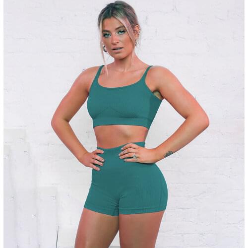 2 Piece Gym Clothing Women Outfits Fitness for Women Sportswear Yoga Pants Gym Bicycle Shorts Sports Bra Femme Tracksuit Yoga