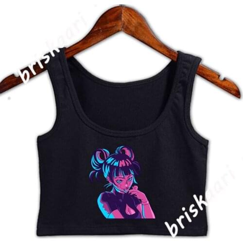 Anime Manga Japan Otakus Kawaii Anime Girl Crop Top Women Cool Anti-Wrinkle Basic Solid Top Comfortable Customize Vest