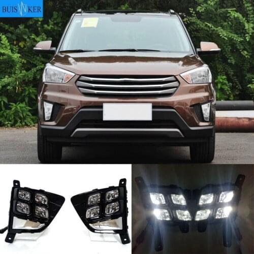 1 Set 12V LED Daytime Running Light Car Accessories Waterproof ABS DRL Fog Lamp Decoration For Hyundai Creta IX25 2014 2015 2016